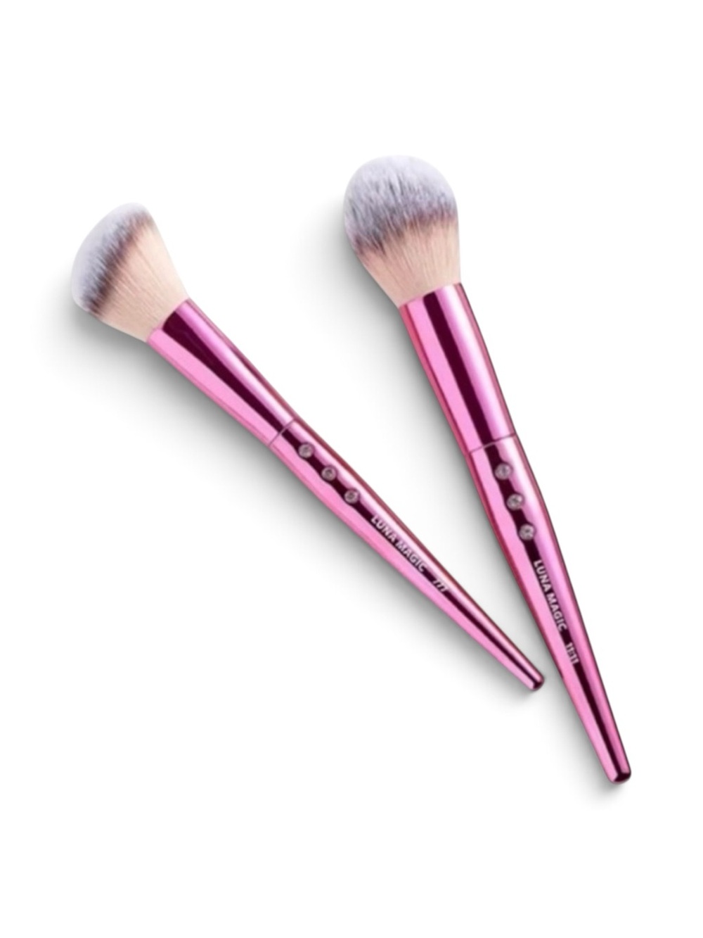 Luna Magic Luxury Brushes Pink Chrome & Rhinestones | 2 Piece Set New